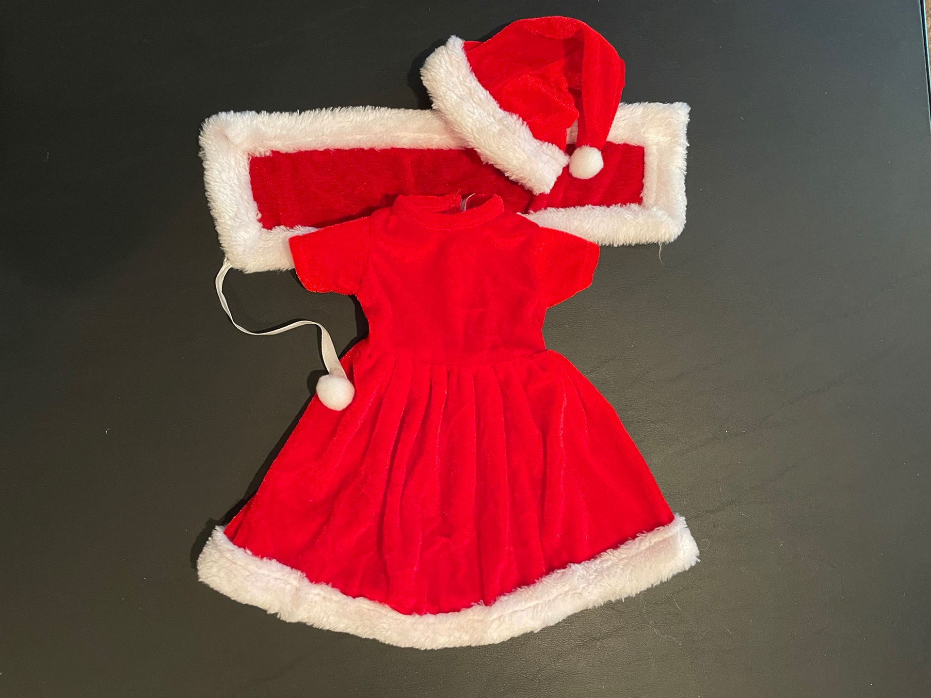 Christmas Doll Clothes Dress, Shawl, And Hat Set For Our Generation Or American Girl Dolls