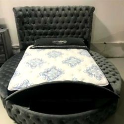 A1B34*__Queen Circle Bedframe Storage on Sides* Brand New * In Stock  *P A Y   E A S I L Y👉GetNowWith$50PayLater