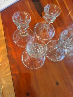 Clear Crystal Glass Candlestick Holders Set of 4