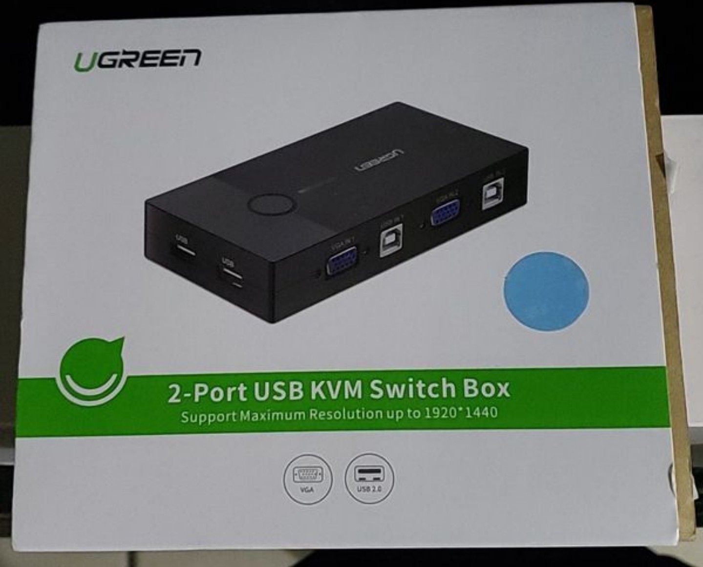 UGREEN USB KVM Switch Box 2 Port VGA Video Sharing Adapter 2 in 1 Out Manual Switcher