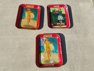 Vintage Metal Coca-Cola Coke Advertising Serving Tray 1937 And 1942