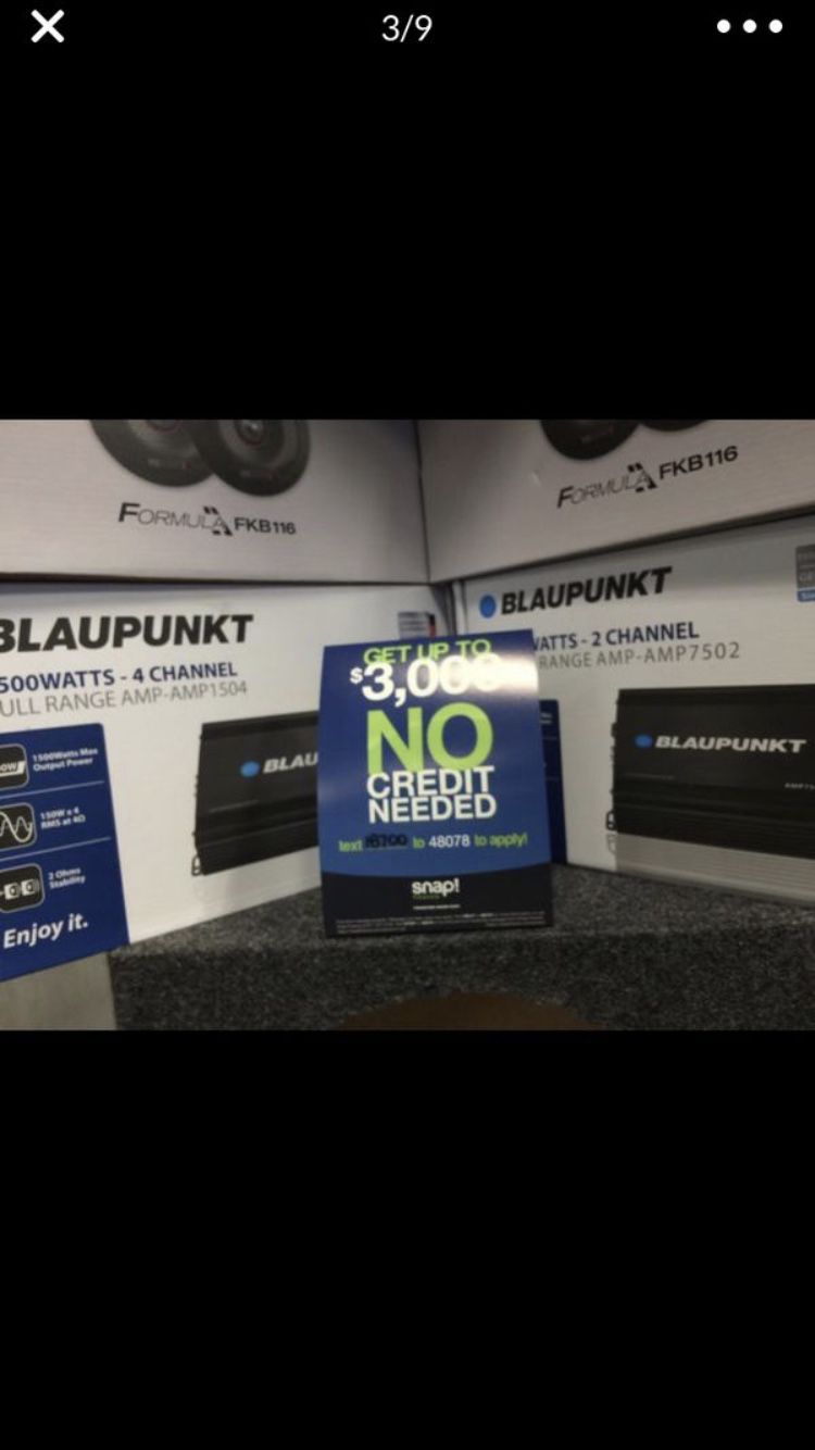 Car audio bundle deal stereo Bluetooth 4 speakers subwoofer kicker 4 channel amp 2 channel amp all brand new finance available no credit needed