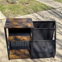 Rustic Side Table + Magazine Rack Combo