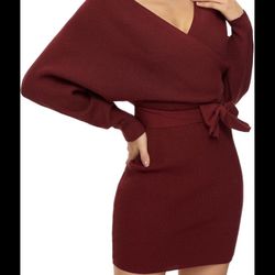 Sweater Dresses, Fashion Knitted Long Sleeve V- Neck Sexy