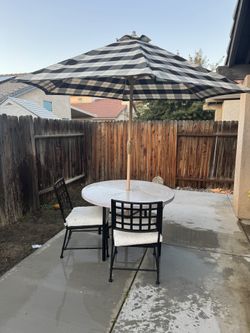 Backyard Umbrella ☂️, With Table & 2 Chairs