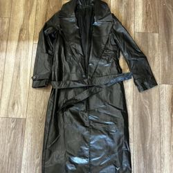 SHEIN Faux Leather Trench Coat - Small