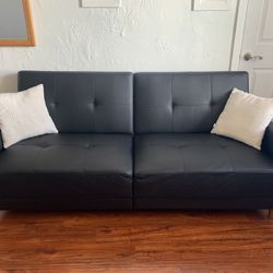 Vegan Leather Convertible Sofa 76”