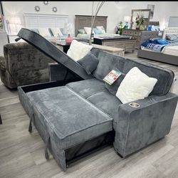 Corduroy Couch New In Box / USB/ Cup Holders/ Storage