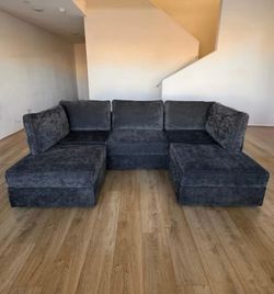 Lovesac Sactional – Charcoal Gray Corded Velvet - 5 seats/5 sides (Delivery Available)