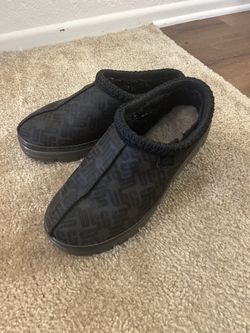  UGG WOMEN'S‎ TASMAN SLIPPER PLATFORM LOGO SHEARLING LINED BLACK