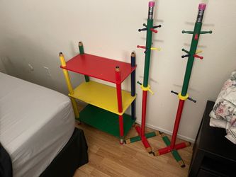 Pencil Themed Kids Shelf and Coat Racks