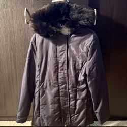 Fox Fur Trim Hooded Jacket