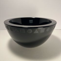 Vintage Ward Bennett Sengai Sasaki Black Glass Bowl 24% Lead Crystal Japan