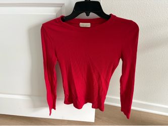 $7 for (1) Red Ribbed Long-Sleeve Top - Juniors