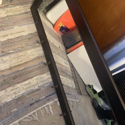 Hallway Hanging Mirror With Hooks. Wood Frame . No Scratches On Mirror. Reduced