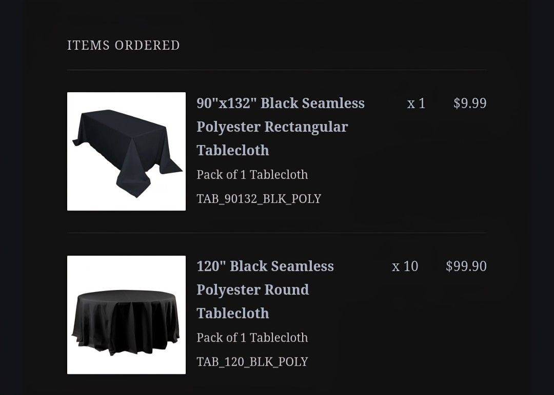 Black Table Cloths