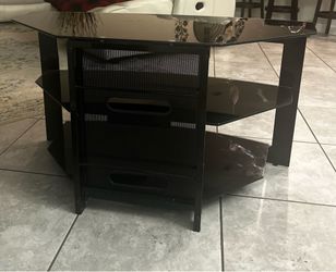 Black glass tv stand