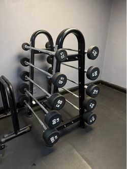 10 straight barbell set + rack
