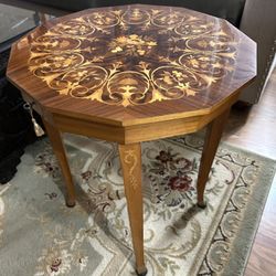 Italian Wood  Inlaid Side Table / Jewelry Box 