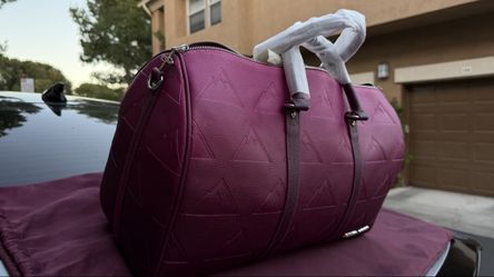 Santo Studio Burgundy Leather Duffle Bag - New