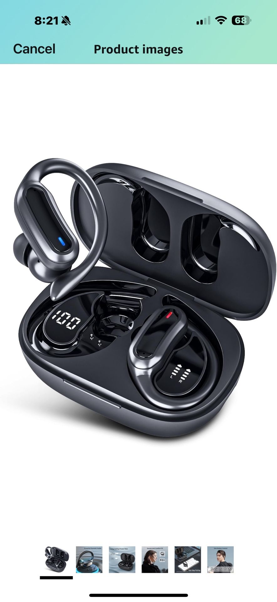Wireless Earbuds Bluetooth Headphones, Bluetooth 5.3 Stereo Over Ear Buds,Noise Cancelling Mic, IP7 Waterproof Headset for Workout/Running