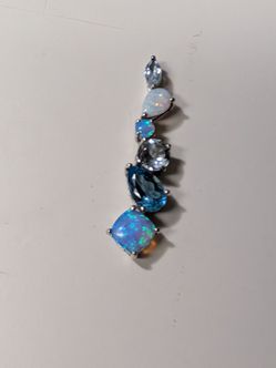 Sterling silver opal and gemstone pendant