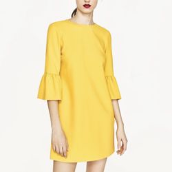 New Zara yellow dress with ruffle sleeve
