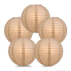 24 Packs 18” Round Tan Chinese Paper Lanterns Lamp Light Wedding Birthday Party Home Floral Event Decorations Decor Supplies Art DIY Craft