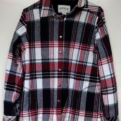 Women's Large Orvis Snap Button Flannel Jacket 