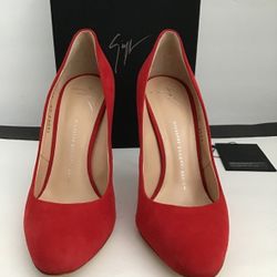 GIUSEPPE ZANOTTI Women's Bimba 110 High-Heel Pumps Suede Red size EU 40/ US 9.5