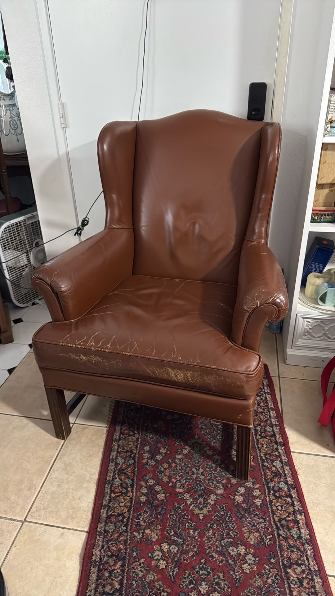 Brown Leather High Back Chair