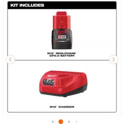 M12 12-Volt Lithium-Ion Compact Battery Pack 2.0Ah and Charger Starter Kit