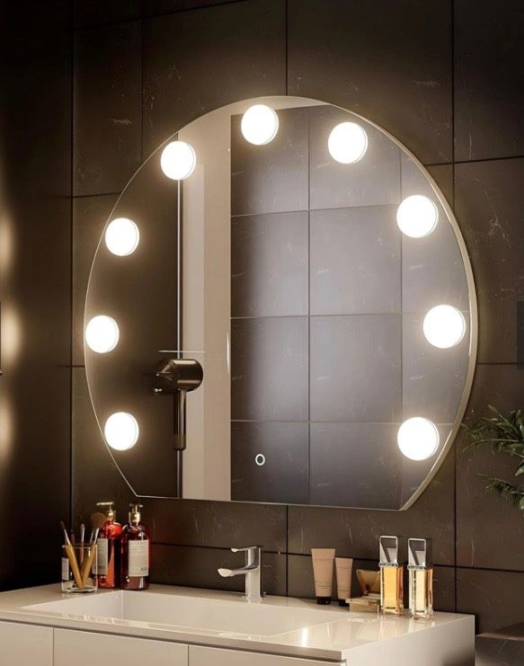 27x30” Round vanity mirror with lights makeup mirror bathroom mirror (29”x32” $65)