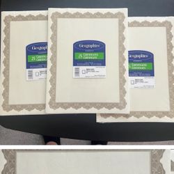 Geographics : Parchment Paper Certificates, 8-1/2 x 11, Optima Gold Border