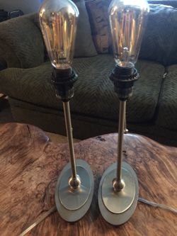 Stick Pole Table Lamps - Brushed Chrome (2)