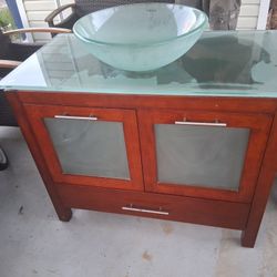 Priele Glass sink ,wooden vanity