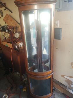 Curved Glass Vintage Corner Curio