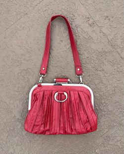 Pleated Red Purse with Detachable Strap