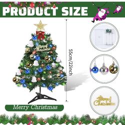 🆕 In 📦 2️⃣Ft Artificial Christmas Tree with Lights,Tabletop Christmas Tree with Gift Boxes for DIY Decor(Bells,Christmas Balls,Star)