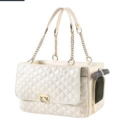 (8888-45) Fashion Dog Purse for Small Dogs with 2 Super-Large Pockets, Holds Up to 10lbs PU Leather Pet Carrier, Cat Carrier, Airline Approved Puppy P