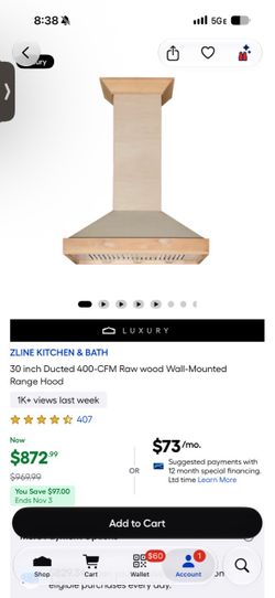 Finished Range/Oven Hood