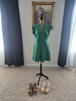 Green Flutter Sleeve Mini Dress