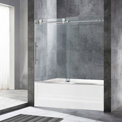 WOODBRIDGE Frameless Bathtub Shower Doors 56-60" Width x 62"Height with 3/8"Clear Tempered Glass in Brushed Nickel/Matte Black/Chrome/Brushed Gold