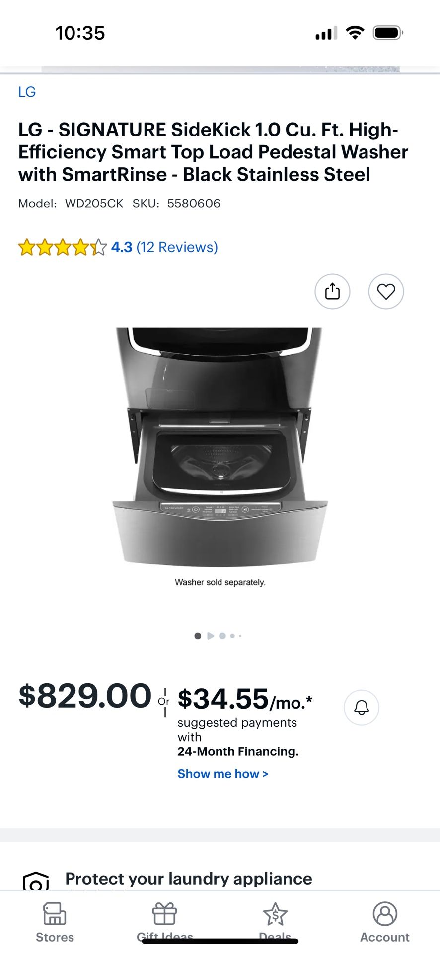 LG SIGNATURE SideKick Top-Loading Pedestal Washer.
