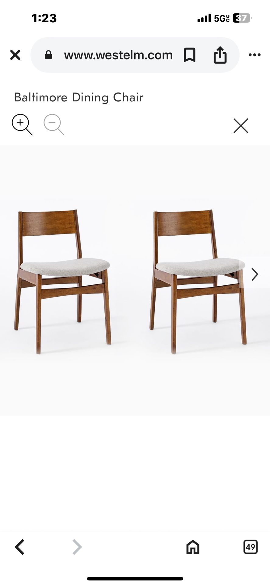 West Elm Baltimore Dining Chairs Solid Cherry Wood