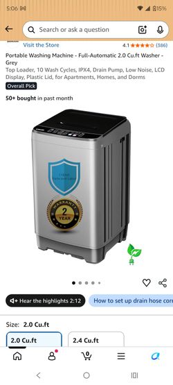Portable Full-Automatic Washing Machine 2.0 Cu.ft Grey