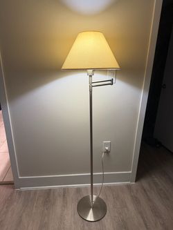 Modern Brushed Nickel Swing-Arm Floor Lamp – 5 Ft Tall