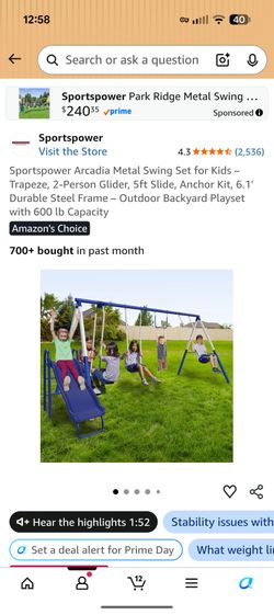 Metal swing set