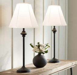 2 Pack White Bell Lamp Shades 6"x13"x9.8" Fabric Spider Fitter for Table Lamp