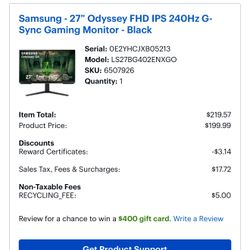 Samsung Gaming Monitor + Accessories 